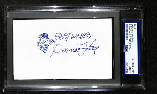 Dennis Janke Signed/Inscr Cut on 3x5 Index Card Cartoonist "Superman" PSA 193826