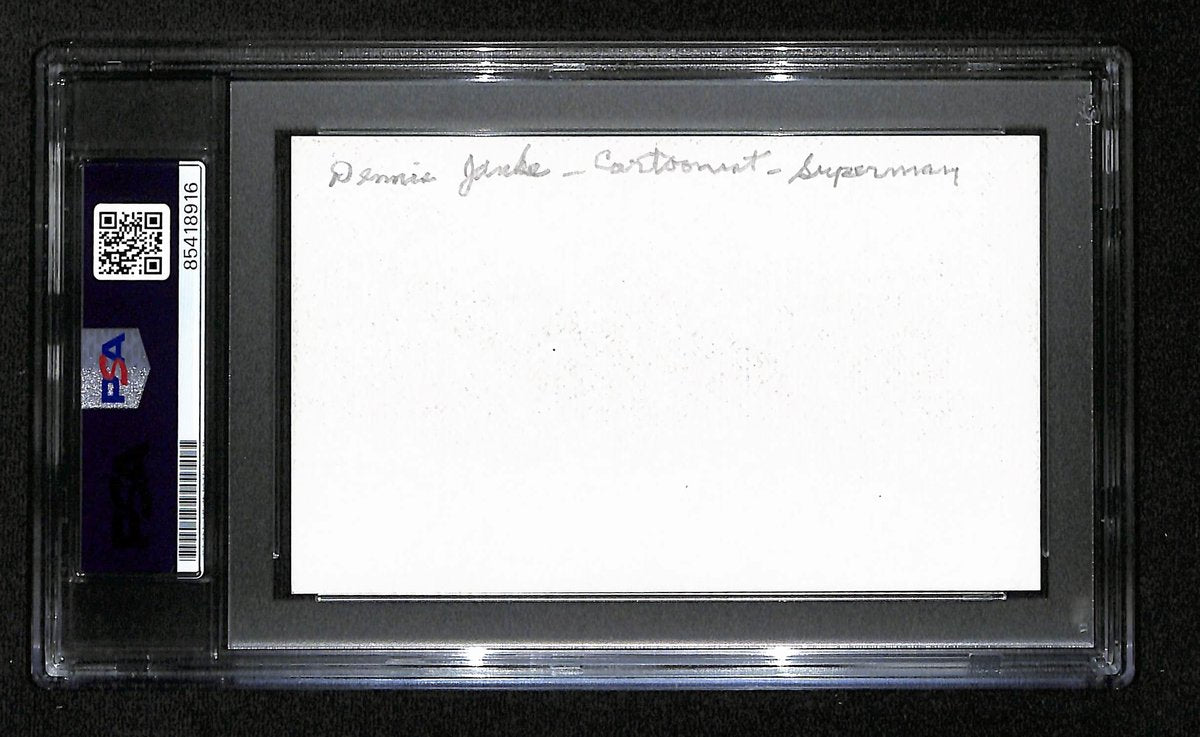 Dennis Janke Signed/Inscr Cut on 3x5 Index Card Cartoonist "Superman" PSA 193826