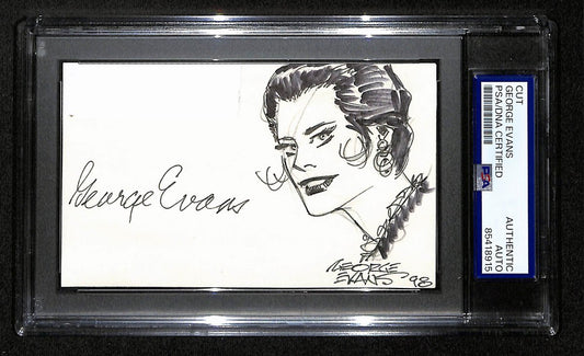 George Evans Signed/Autographed Cut on 3x5 Index Card Cartoonist PSA/DNA 193827
