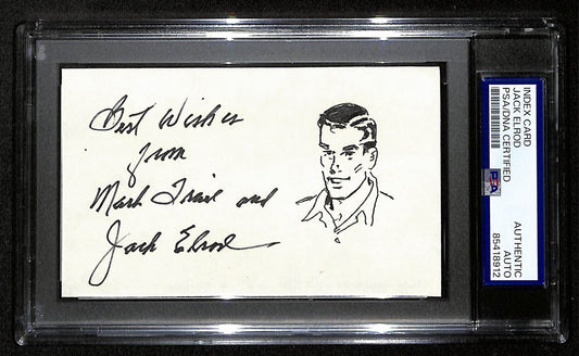 Jack Elrod Signed/Inscr 3x5 Index Card Cartoonist "Mark Trail" PSA/DNA 193830