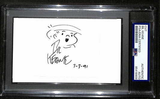 Bil Keane Signed/Ins Cut on 3x5 Index Card Cartoonist "Family Circus" PSA 193832