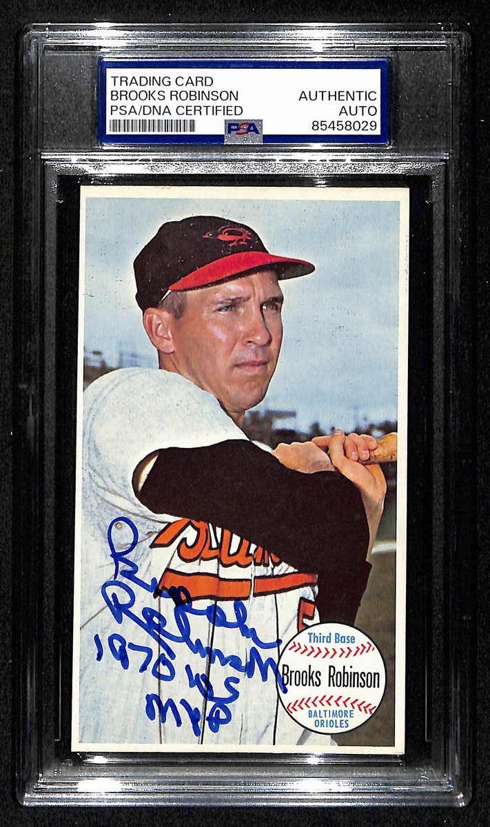 Brooks Robinson HOF Signed/Inscr 1964 TOPPS Giants Card #50 Orioles PSA 194428