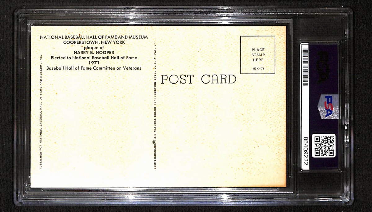 Harry Hooper Signed 3.5x5.5 Hall of Fame Plaque Post Card White Sox PSA 194926