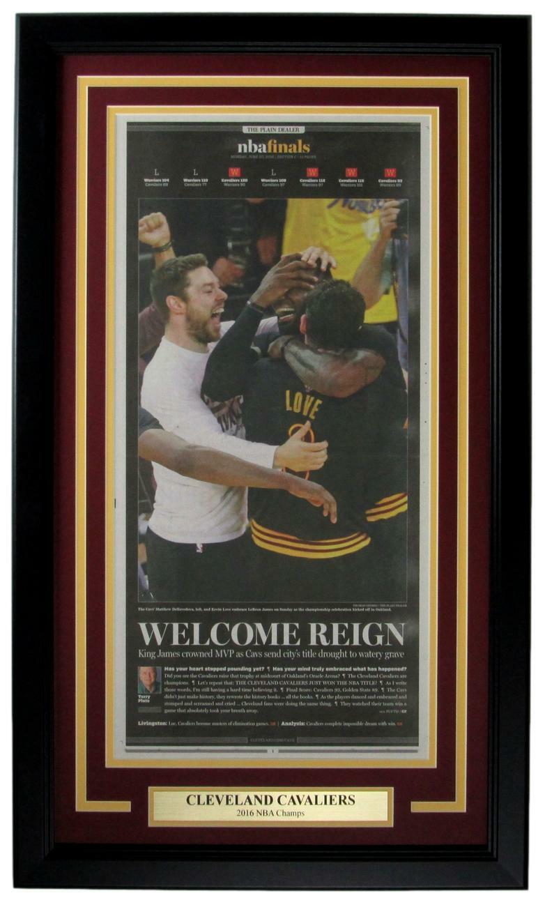 Cleveland Plain Dealer Cavaliers 2016 NBA Champs LeBron  Newspaper Framed 157841