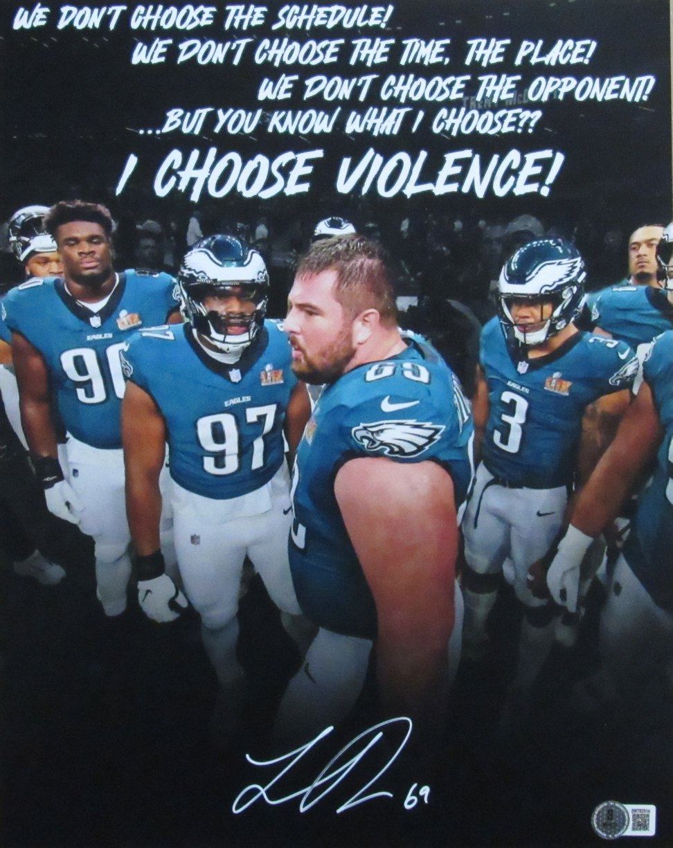 Landon Dickerson Signed/Autographed 11x14 Photo Eagles SB LIX Beckett 194028