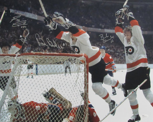 Bobby Clarke/Bill Barber/Reggie Leetch Signed/Auto 16x20 Photo Flyers JSA 194021