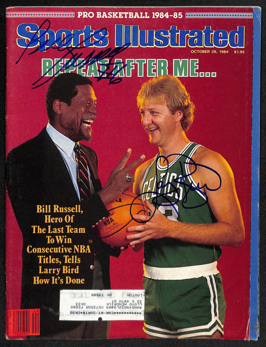 Bill Russell/Larry Bird Signed 10/29/1984 Sports Illustrated Magazine JSA 194471