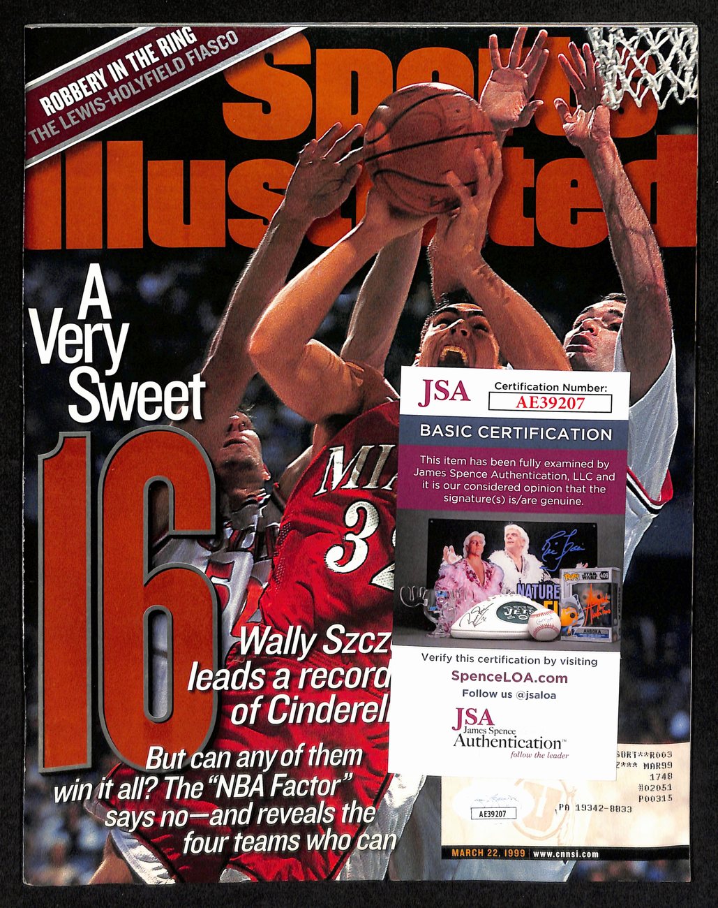 Wally Szczerbia Signed 3/22/1999 Sports Illustrated Magazine Miami JSA 194480