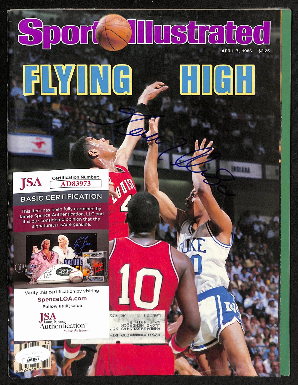 Pervis Ellison Signed 4/7/1986 Sports Illustrated Magazine Louisville JSA 194482