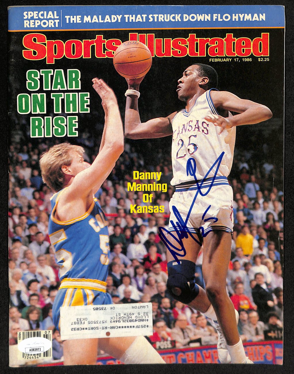 Danny Manning Signed 2/17/1986 Sports Illustrated Magazine Kansas JSA 194483