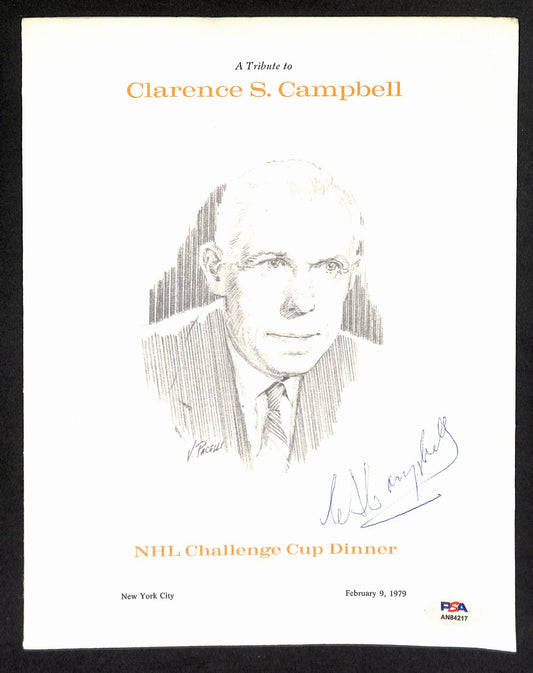 Clarence Campbell Signed/Auto 2/9/1979 Tribute Dinner Program PSA/DNA 194490