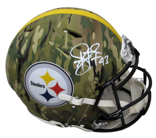 Troy Polamalu HOF Signed Full Size Authentic Camo Helmet Steelers Beckett 194763