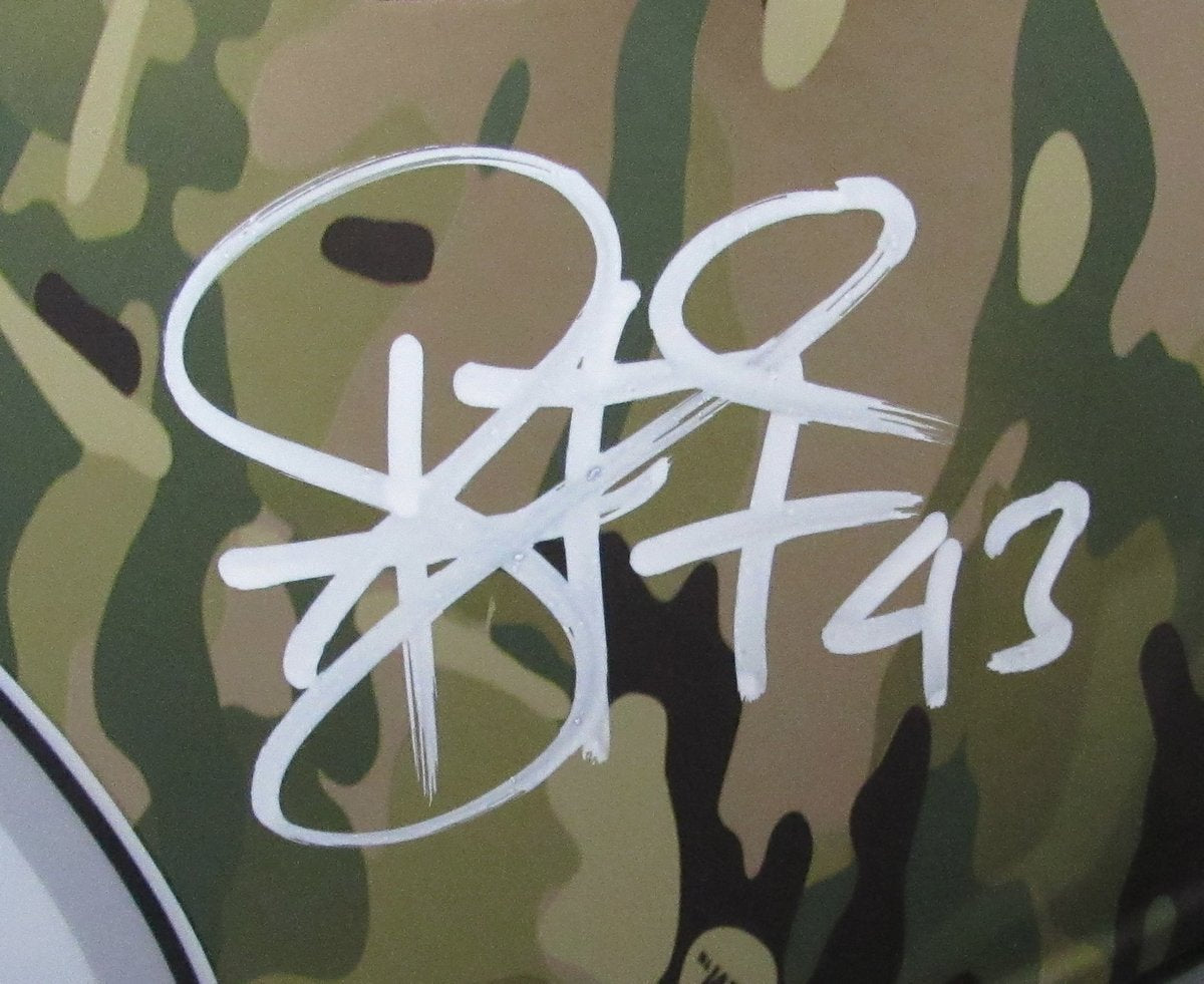 Troy Polamalu HOF Signed Full Size Authentic Camo Helmet Steelers Beckett 194763