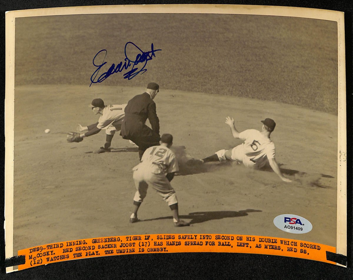 Eddie Joost Signed/Auto Vintage 9x7 Wire/Press Photo Cincinnati Reds PSA 194438