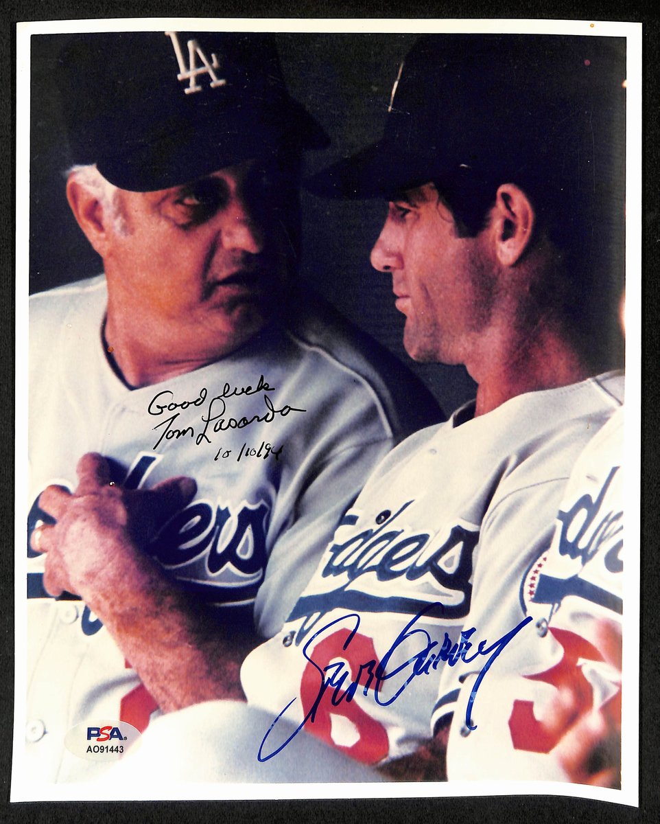 Tommy Lasorda/Steve Garvey Dual-Signed/Inscribed 8x10 Photo Dodgers PSA 194451