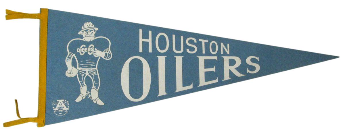 Vintage 1960's Houston Oilers 30x12 Light Blue Felt Pennant 194782