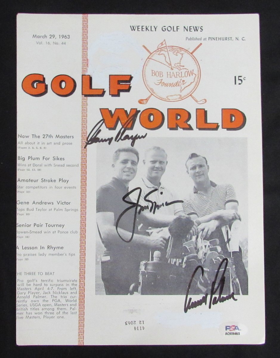 Arnold Palmer/Jack Nicklaus/Gary Player Signed 1963 Golf World PSA/DNA 195623