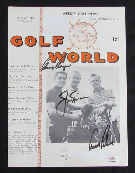 Arnold Palmer/Jack Nicklaus/Gary Player Signed 1963 Golf World PSA/DNA 195623