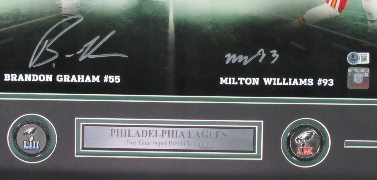 Brandon Graham/Milton Williams Signed 16x20 Photo Eagles SB LIX Framed JSA