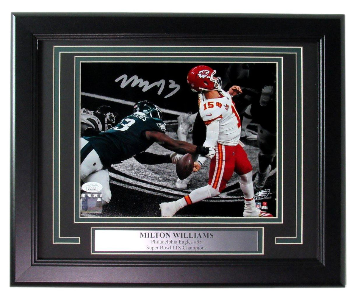 Milton Williams Signed/Autographed 8x10 Photo Eagles SB LIX Framed JSA 195568