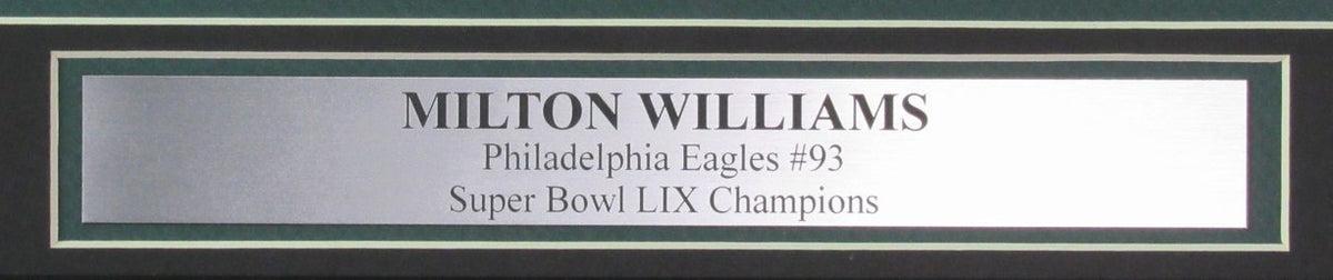 Milton Williams Signed/Autographed 8x10 Photo Eagles SB LIX Framed JSA 195568