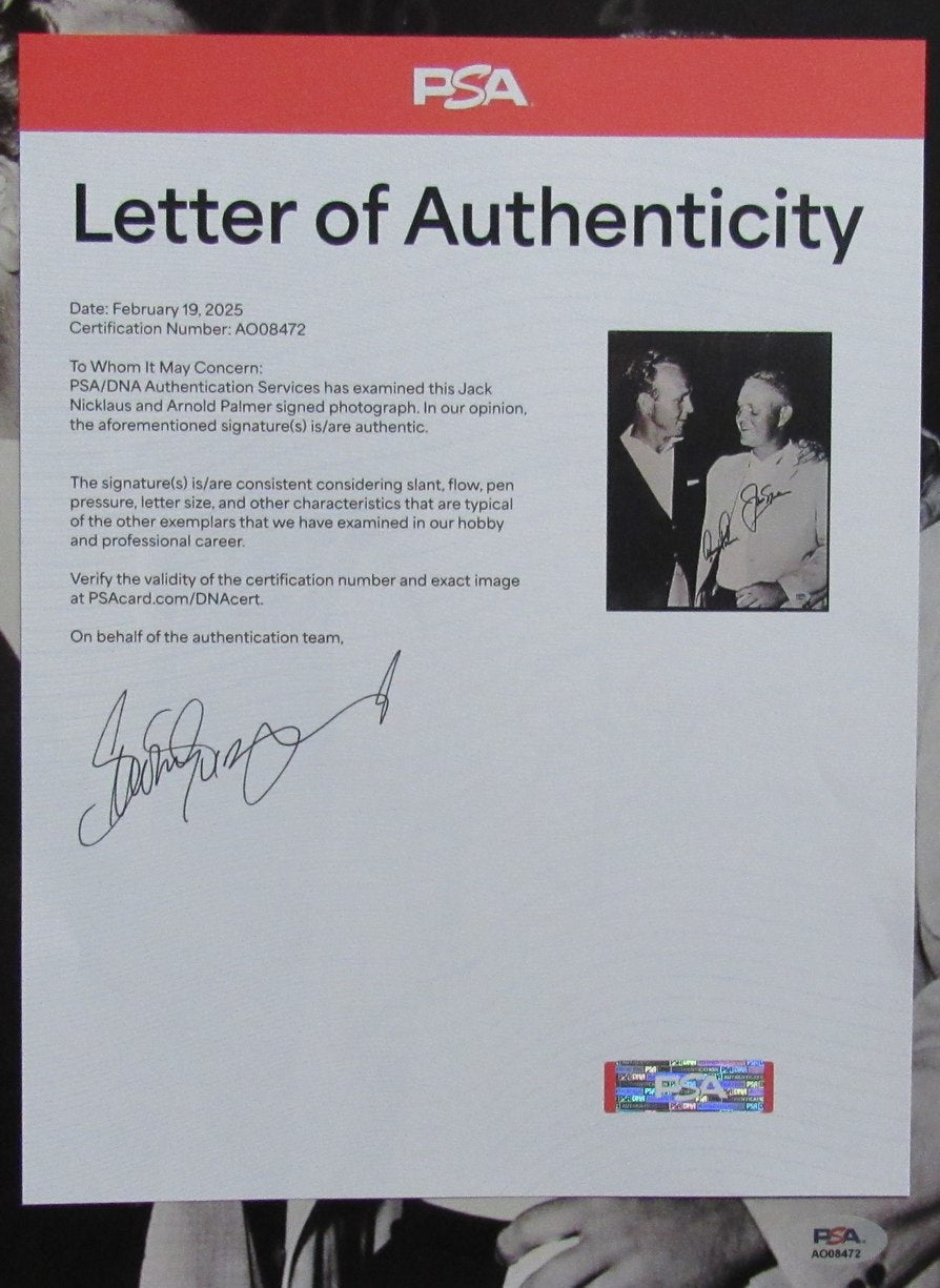 Arnold Palmer/Jack Nicklaus Dual-Signed 11x14 B/W Photo PSA/DNA 194065