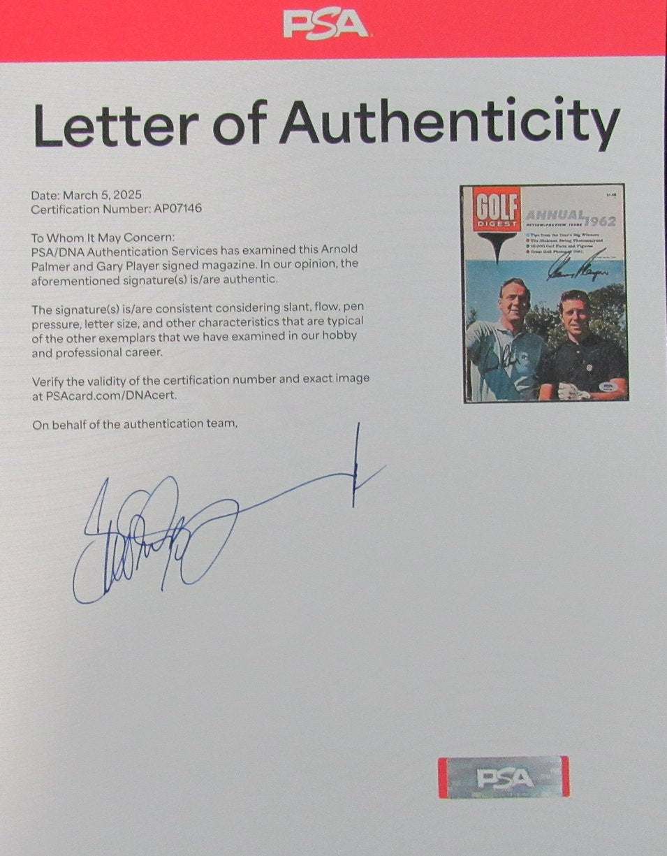 Arnold Palmer/Gary Player Dual-Signed 1962 Golf Digest Magazine PSA/DNA 1940778