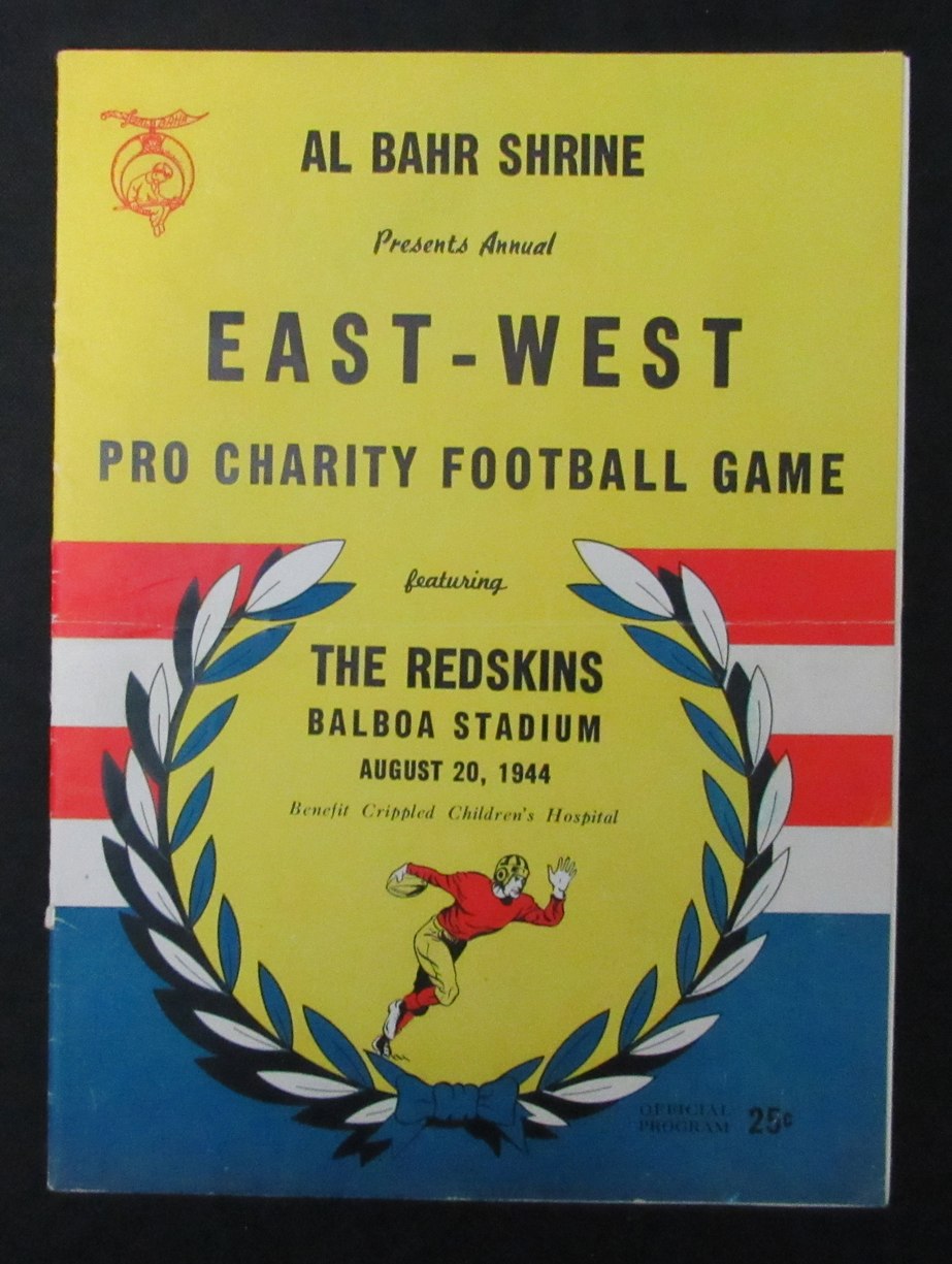 August 20, 1944 East-West Pro Charity Football Game Program Sammy Baugh 194116