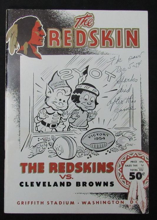 December 5, 1954 Redskins vs. Browns NFL Football Game Program 194123