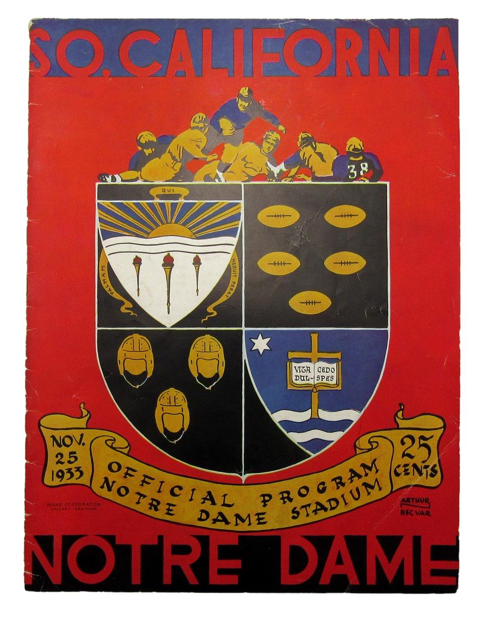 Nov. 25, 1933 So. California vs. Notre Dame NCAA Football Game Program 195583