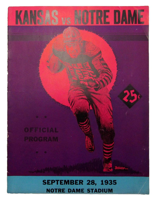 September 28, 1935 Kansas vs. Notre Dame NCAA Football Game Program 195585