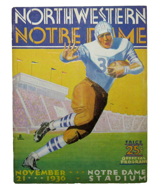 Nov. 21, 1936 North Western vs. Notre Dame NCAA Football Game Program 195589