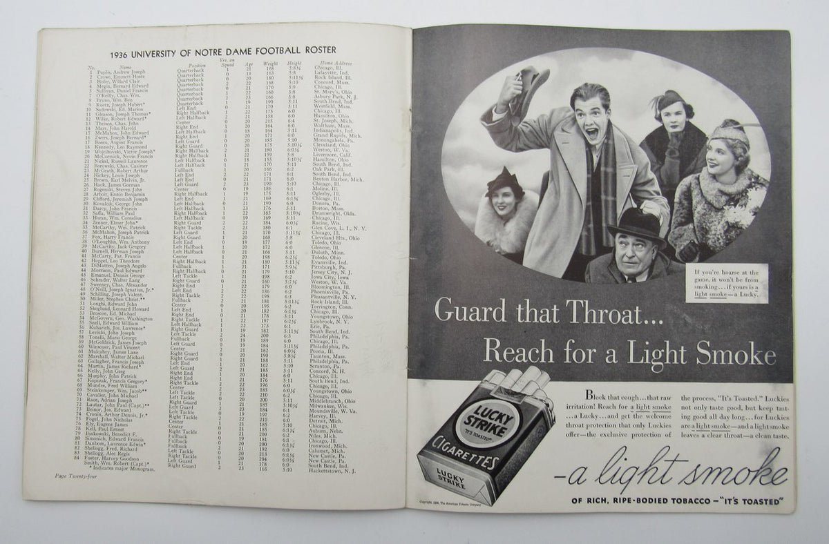 November 14, 1936 Army vs. Notre Dame NCAA Football Game Program 195594