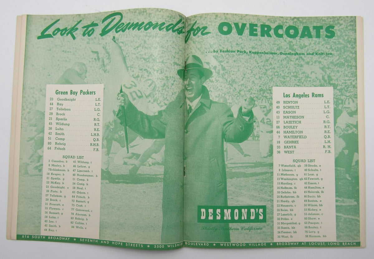 December 8, 1946 LA Rams vs. Green Bay Packers Football Game Program 195608
