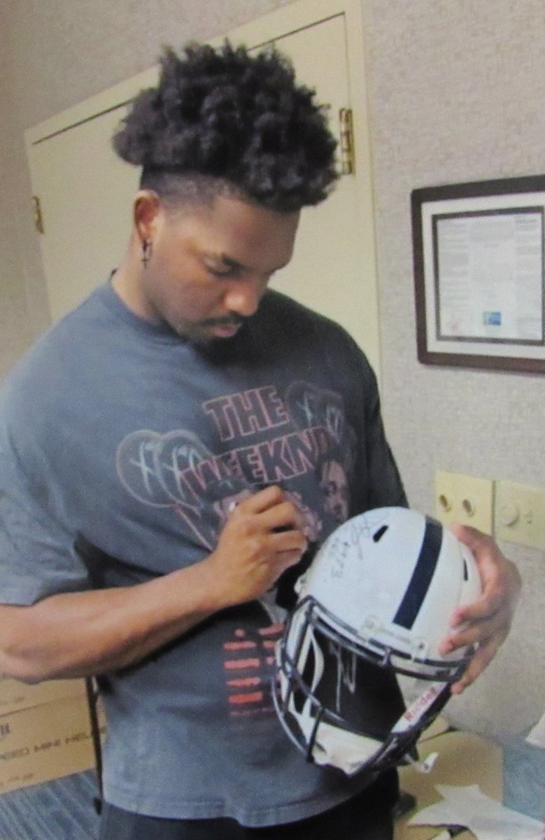 Dani Dennis Sutton Signed/Inscr Full Size Speed Replica Helmet Penn State JSA