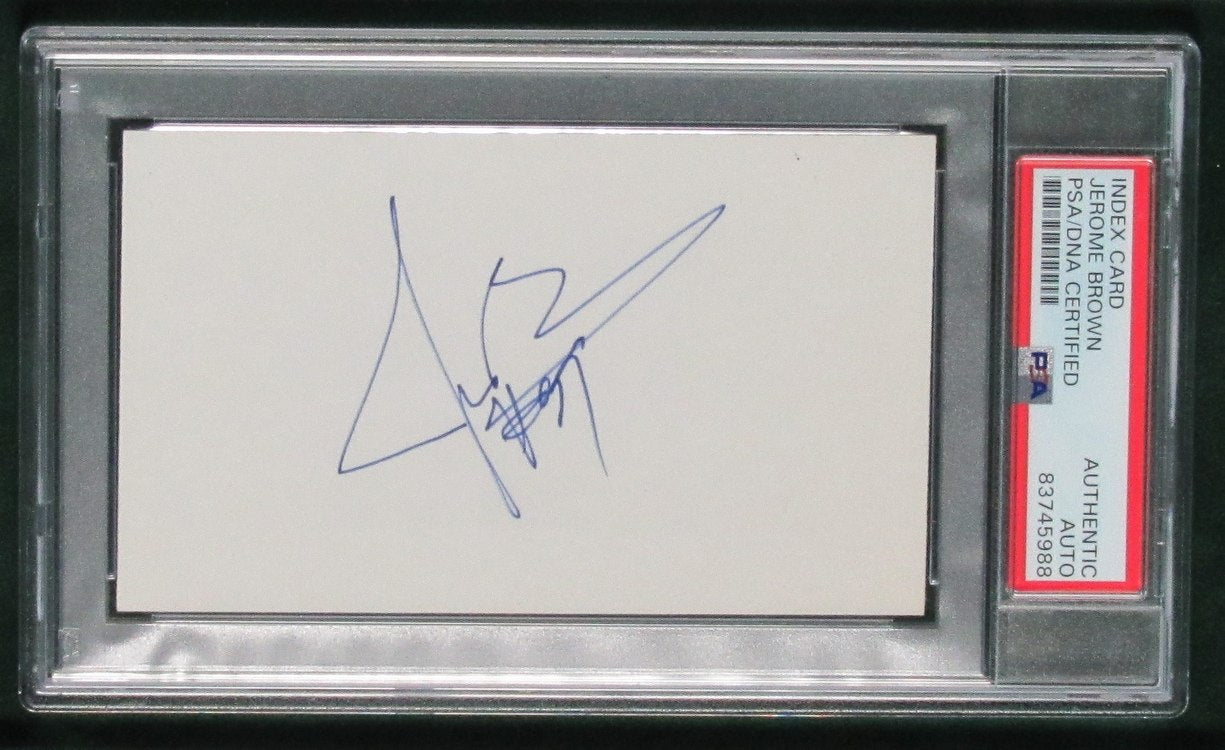 Jerome Brown Signed/Auto Index Card with 8x10 Photo Eagles Framed PSA/DNA 194131