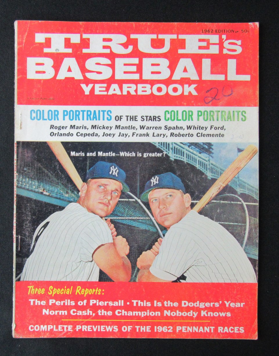 1962 True Baseball Yearbook Mickey Mantle/Roger Maris on Cover NO LABEL 184662