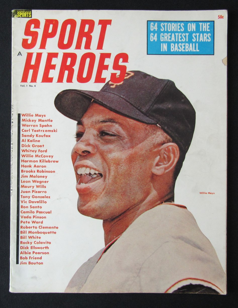 1964 Sports Heroes Magazine Willie Mays HOF Giants on Cover NO LABEL 184665