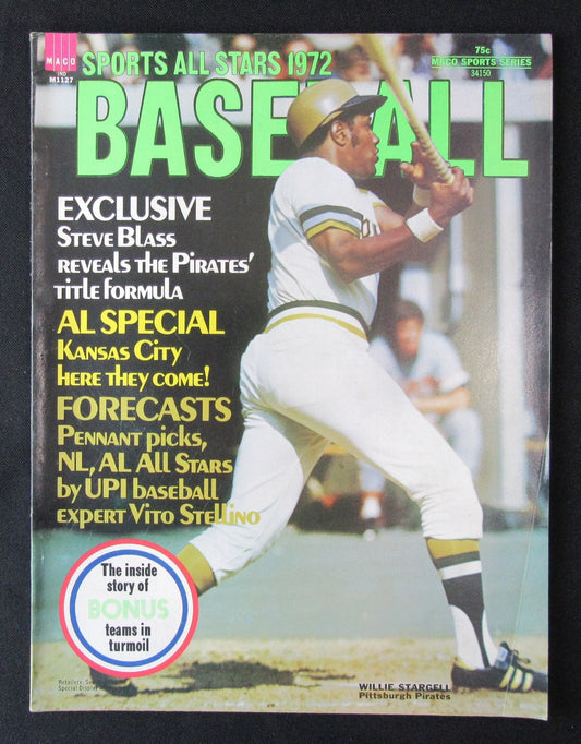 1972 Baseball Magazine Willie Stargell HOF Pirates on Cover NO LABEL 184677