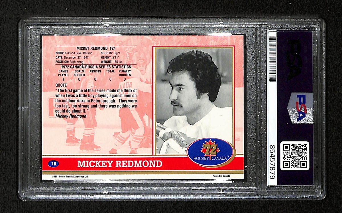 Mickey Redmond Signed 1991 Future Trends Card #18 1972 Canada PSA/DNA 195126