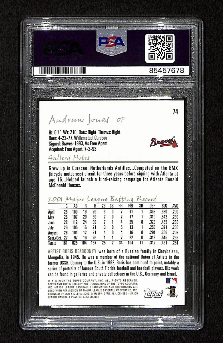 Andruw Jones Signed/Auto 2002 Topps Card #74 Atlanta Braves PSA/DNA 195144