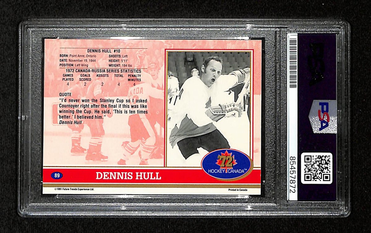 Dennis Hull Signed 1991 Future Trends Card #89 1972 Team Canada PSA/DNA 195163