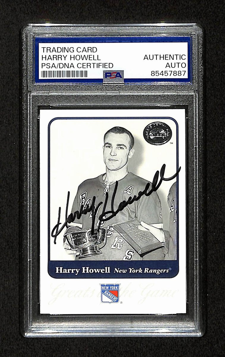 Harry Howell Signed/Auto 2001 Fleer Greats Card #58 Rangers PSA/DNA 195170