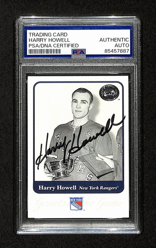 Harry Howell Signed/Auto 2001 Fleer Greats Card #58 Rangers PSA/DNA 195170
