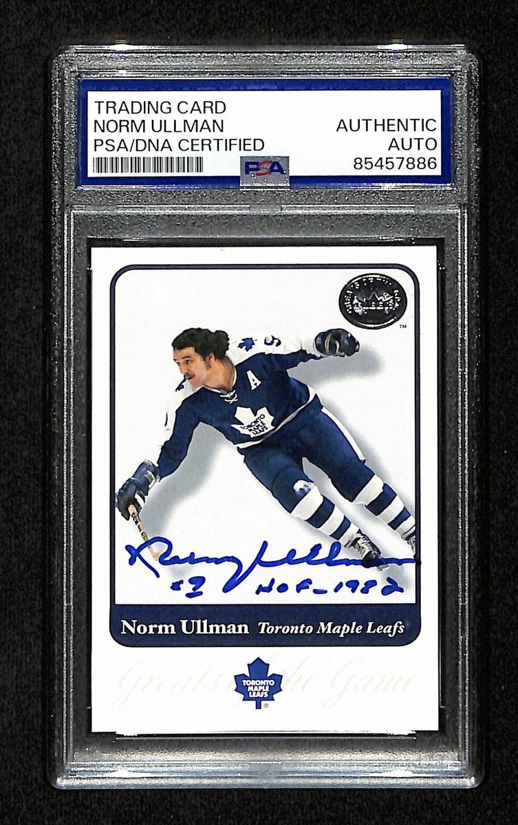 Norm Ullman Signed/Auto 2001 Fleer Greats Card #43 Maple Leafs PSA/DNA 195171