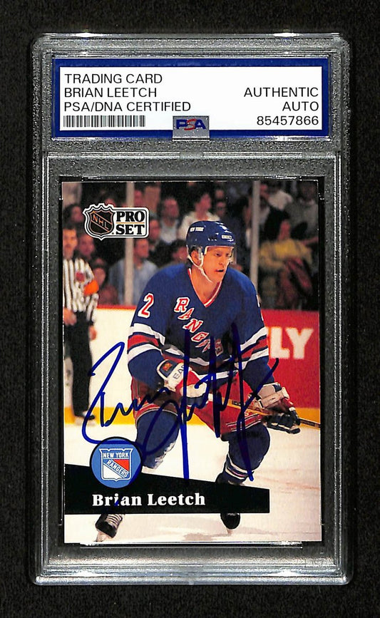 Brian Leetch Signed/Autographed 1991-92 Pro Set Card #159 Rangers PSA/DNA 195172