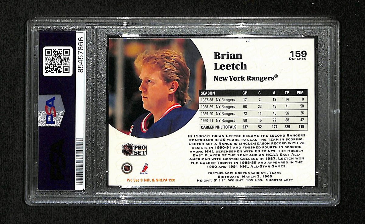 Brian Leetch Signed/Autographed 1991-92 Pro Set Card #159 Rangers PSA/DNA 195172