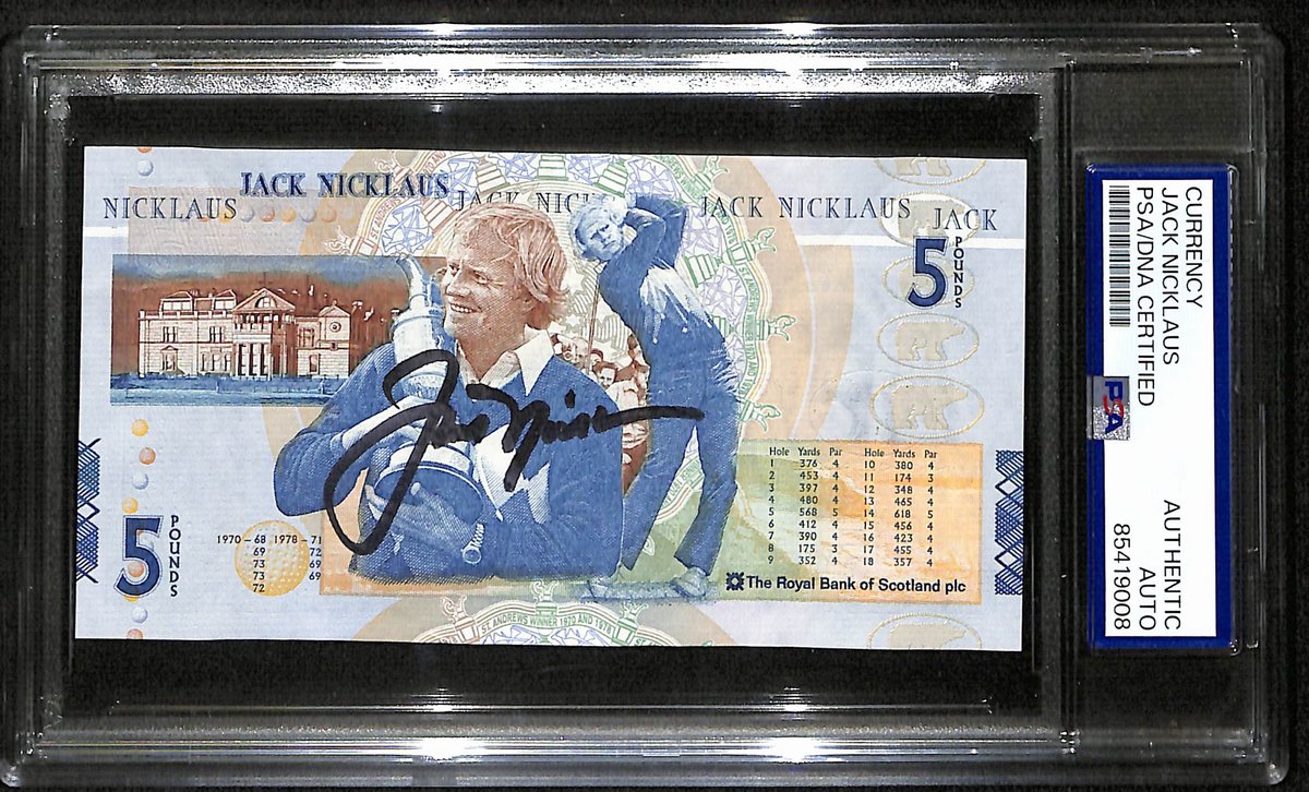 Jack Nicklaus Signed/Autographed Scottish Five Pounds Currency PSA/DNA 195037