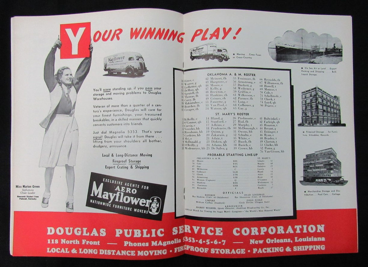 Jan. 1, 1946 Sugar Bowl St. Mary's vs. Oklahoma A&M Football Game Program 194656