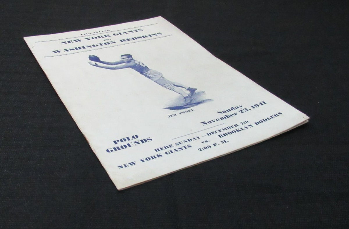November 23, 1941 NY Giants vs. Redskins Football Game Program 194675